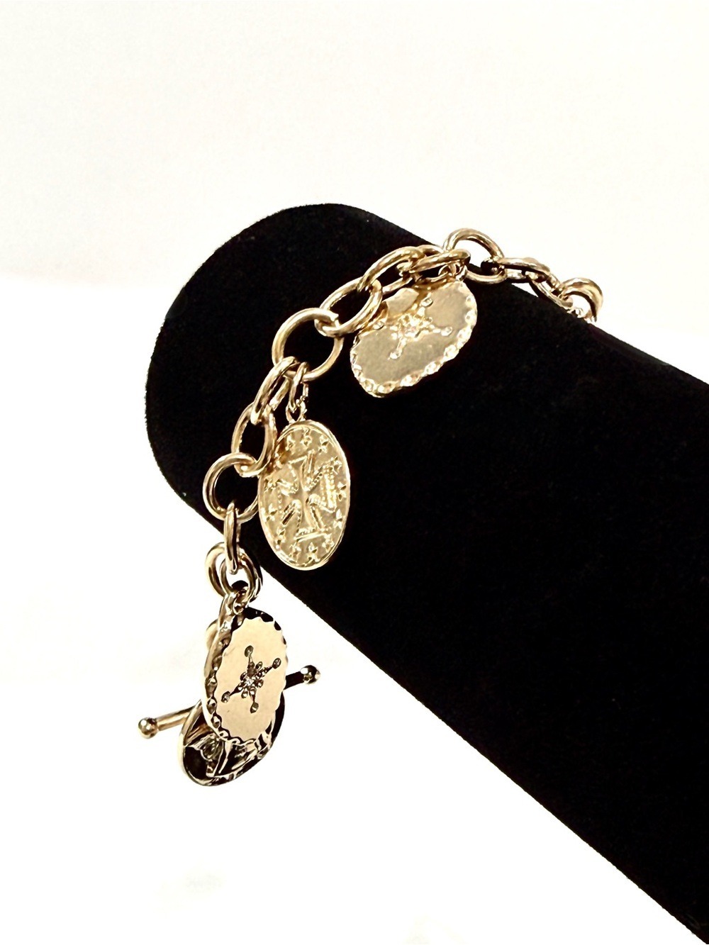Neiman Marcus | Lee Angel Gold Angel & Cross Charm Bracelet NWT - Picture 6 of 7